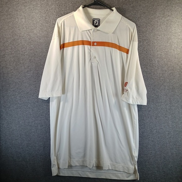 Lot of 2 FootJoy Golfing Polo Mens L Geometric Logo Striped Athlectic Breathable - Picture 8 of 15